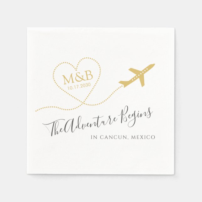 Destination Wedding Bridal Shower Custom Airplane Napkins (Front)