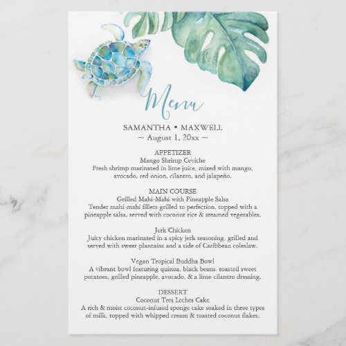 Destination Wedding Budget Menus Tropical Flyer