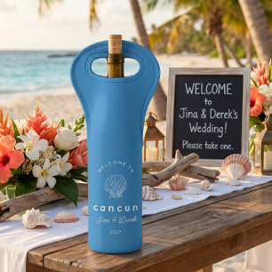 Destination Wedding Cancun Coastal Blue Wine Bag
