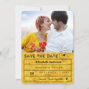 Destination Wedding Classy Gold Luggage Tag Photo Save The Date