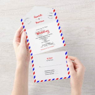 Destination Wedding Corfu Greece Airmail All In On One Invitation