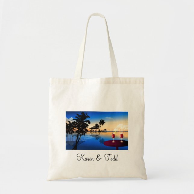 Destination wedding = customize with your own name tote bag (Front)