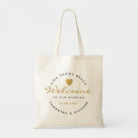 Destination Wedding Gold Heart Guest Welcome Tote Bag at Zazzle