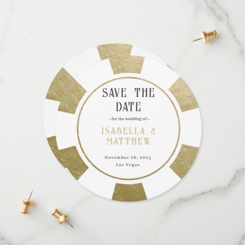 Destination Wedding Gold Poker Chip Save The Date