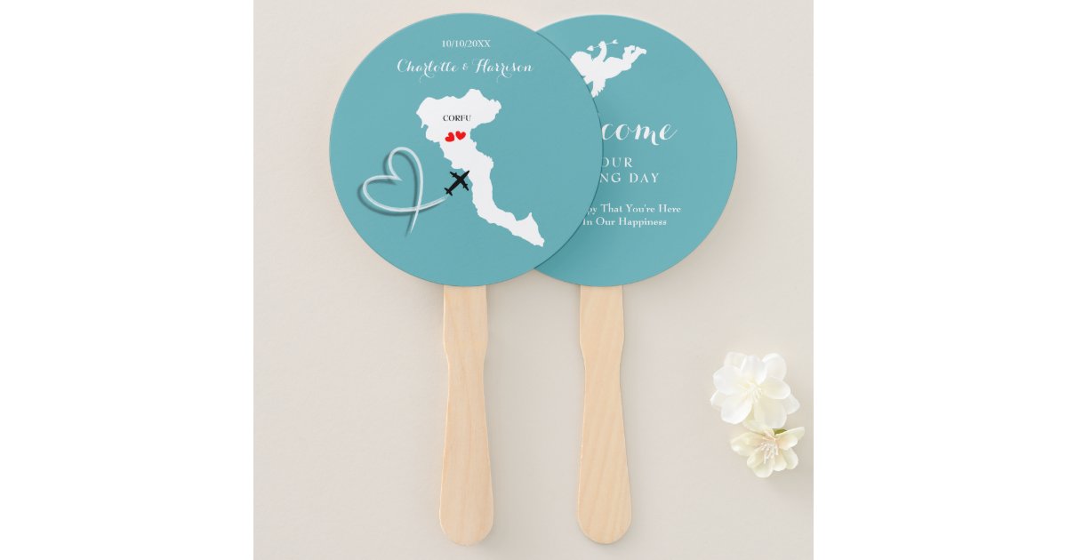 customized wooden fans for wedding ceremony in Crete
