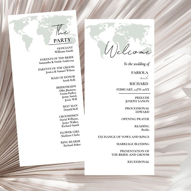 Destination wedding Green Wedding Program Card (Creator Uploaded)