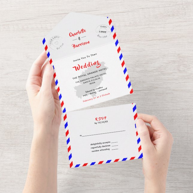 Destination Wedding Ibiza Spain Airmail All In One Invitation (Tearaway)