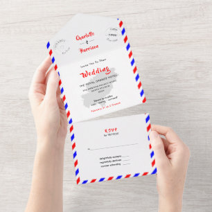 Destination Wedding Ibiza Spain Airmail All In One Invitation