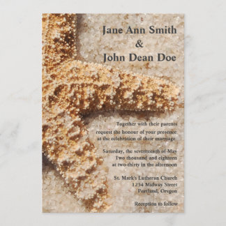 Destination Wedding Invitation:  Starfish in Sand Invitation