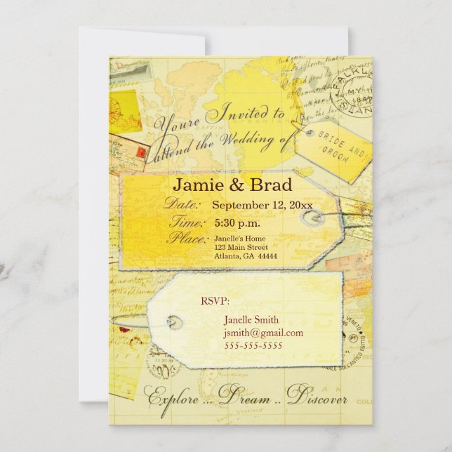 Destination Wedding Invitation Theme in yellow (Front)