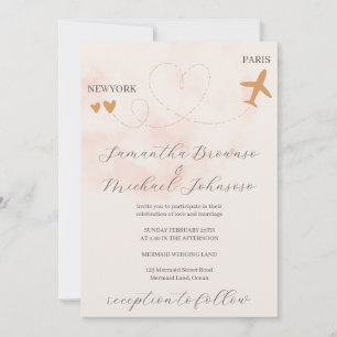Destination Wedding Invitation with Airplane