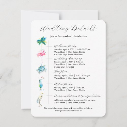 Destination Wedding Invitations Details Card