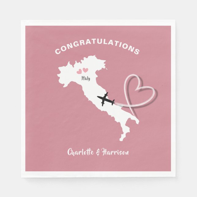 Destination Wedding Italy Europe Rose Gold Napkins (Front)