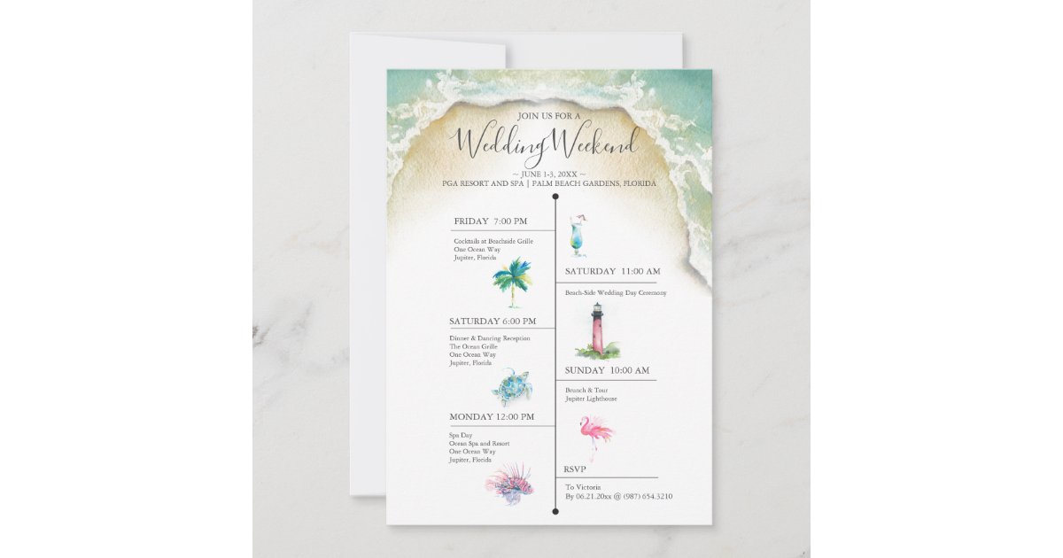 Destination Wedding Itinerary Template Lighthouse Zazzle