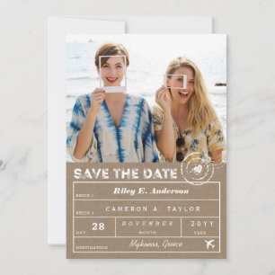 Destination Wedding Kraft Luggage Tag 2 Photo Save The Date