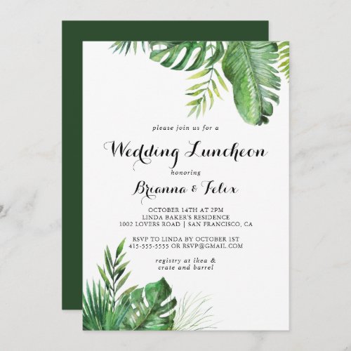 Destination Wedding Luncheon Bridal Shower Invitation