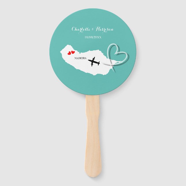 Destination Wedding Madeira Europe Hand Fan (Front)