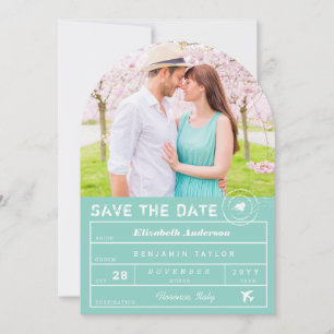 Destination Wedding Mint Green Luggage Tag Photo Save The Date