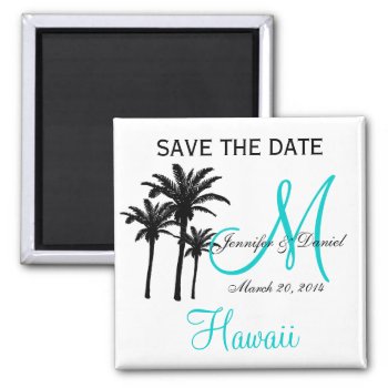 Destination Wedding Monogram Save The Date Magnets by MonogramGalleryGifts at Zazzle