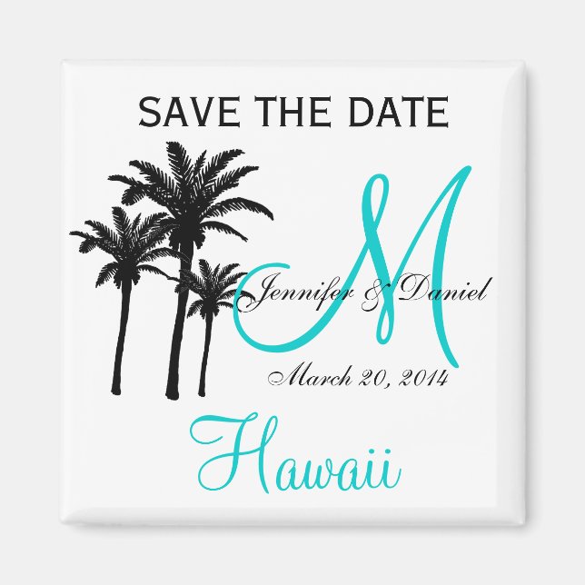 Destination Wedding Monogram Save the Date Magnets (Front)