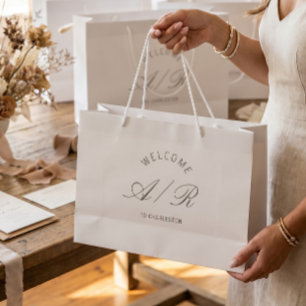 Destination Wedding Monogram White Welcome Bag