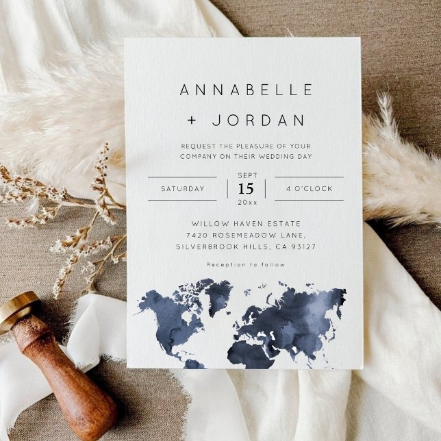 Destination Wedding Navy Blue Gray Indigo Photo Invitation (Destination Wedding Navy Blue Gray Indigo Photo Invitation)