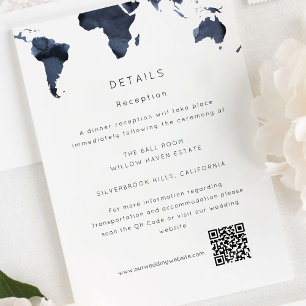 Destination Wedding Navy Blue Indigo Photo Details Enclosure Card