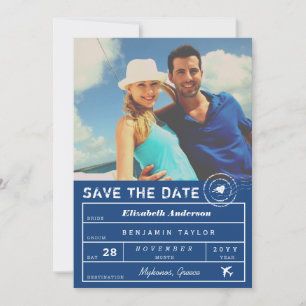 Destination Wedding Navy Blue Luggage Tag Photo Save The Date