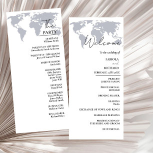 Destination wedding Navy Blue Wedding Program Card