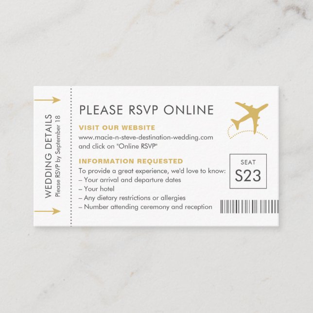 Destination Wedding Online RSVP Travel Details Enclosure Card (Front)