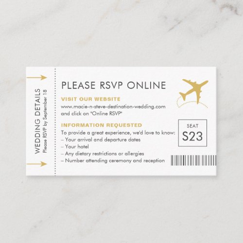 Destination Wedding Online RSVP Travel Details Enclosure Card