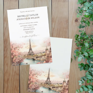 Destination Wedding Paris Eiffel Tower France Invitation