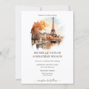 Destination Wedding Paris Eiffel Tower France Invitation
