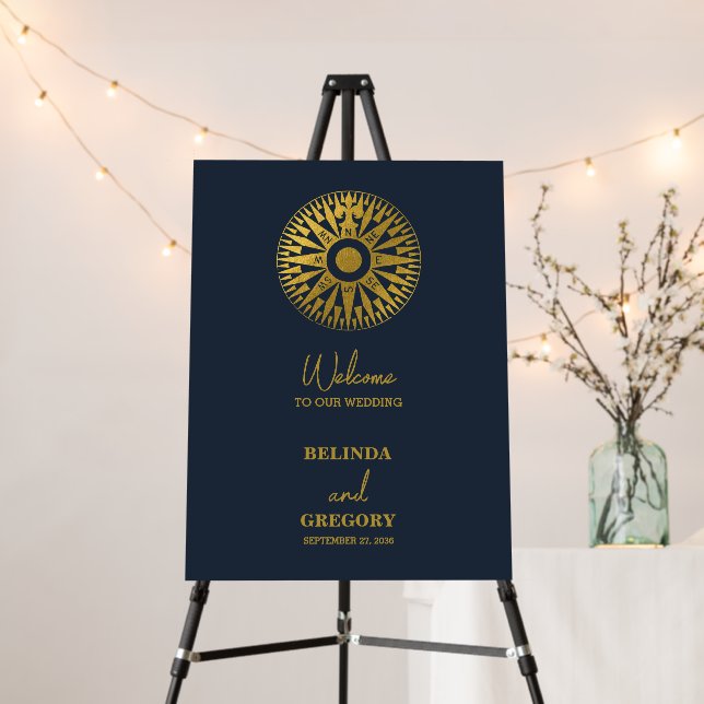 Destination Wedding Passport Compass Wedding Foam Board (In Situ (Stand))