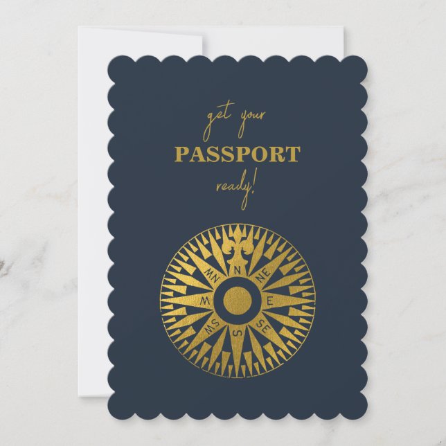 Destination Wedding Passport Compass Wedding  Invitation (Front)