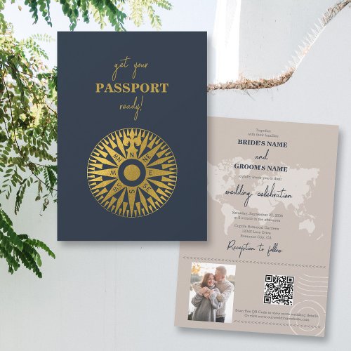 Destination Wedding Passport Compass Wedding  Invitation
