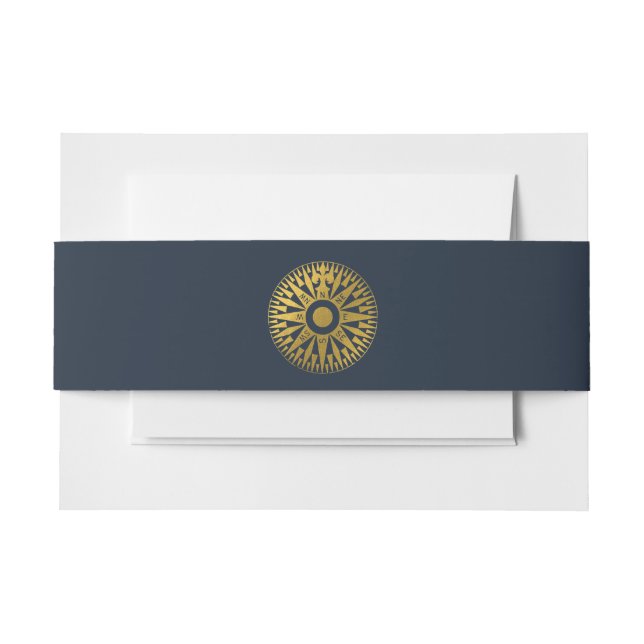 Destination Wedding Passport Compass Wedding  Invitation Belly Band (Front Example)
