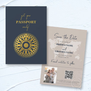 Destination Wedding Passport Compass Wedding  Save The Date