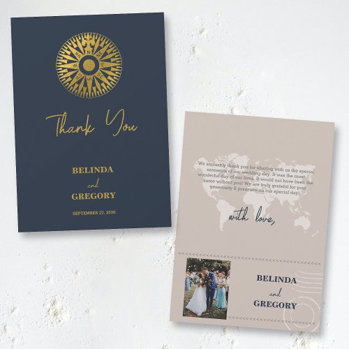 Destination Wedding Passport Compass Wedding  Thank You Card