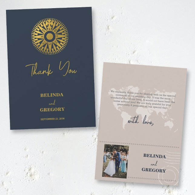 Destination Wedding Passport Compass Wedding  Thank You Card (Destination Wedding Passport Compass Wedding Thank You Card)