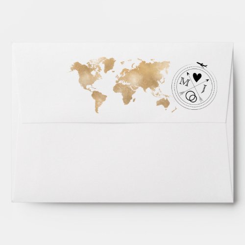 Destination Wedding Passport GlitterGold World Map Envelope