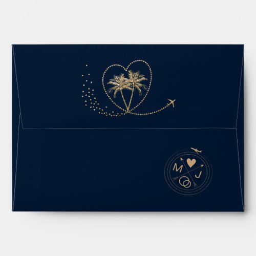 Destination Wedding Passport GlitterGold World Map Envelope