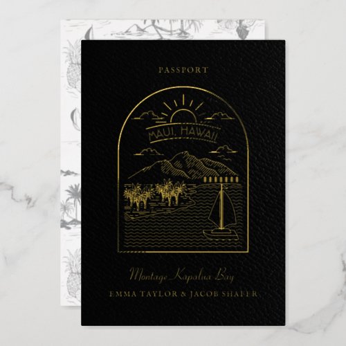 Destination Wedding Passport Save the Date Foil Invitation