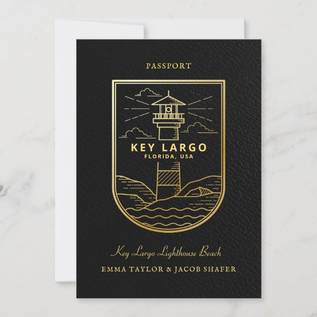 Destination Wedding Passport Save the Date | Gold (Front)