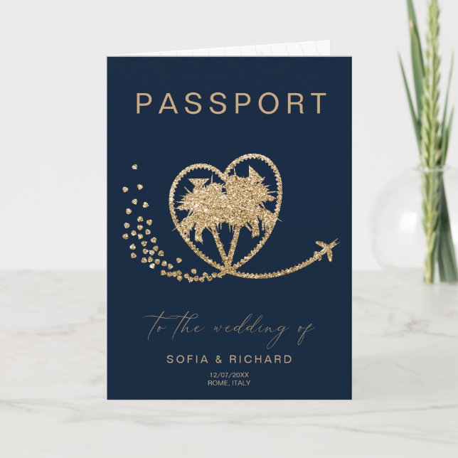Destination Wedding  Passport World Map QR Code Invitation (Front)