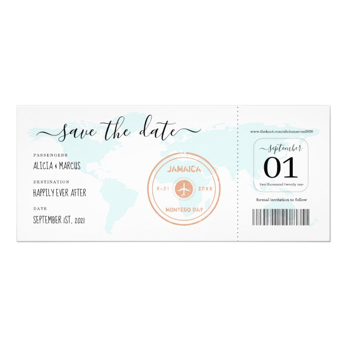 Destination Wedding Plane Ticket Save the Date Invitation | Zazzle.com