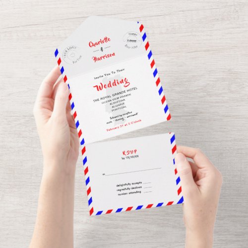 Destination Wedding Portugal Airmail  All In One I All In One Invitation