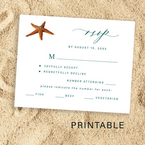 Destination wedding printable menu choice RSVP Poster