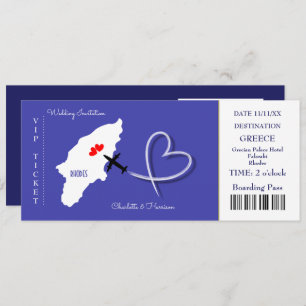 Destination Wedding Rhodes Greece Ticket Invitation