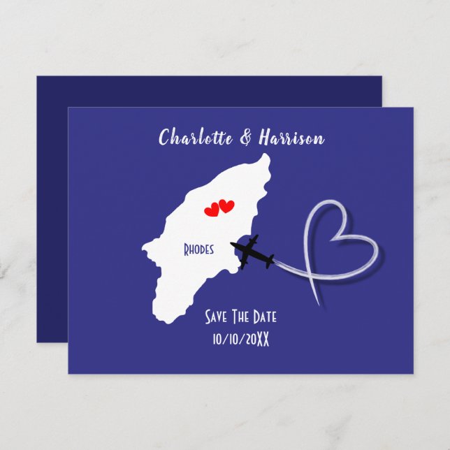 Destination Wedding Rhodes Greece Ticket Save The Date (Front/Back)